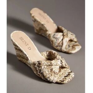 Anthropologie Silent D Katia Mules Wedges Size 41 / 10 Multi Woven Sandals